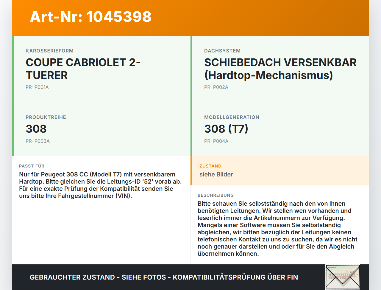 Peugeot 308 I CC 11-15 Cabrio Hydraulik Schlauch Leitung 52 für Verdeck Peugeot 308 I CC 11-15 20.04.2012 gebraucht Vorschau 3