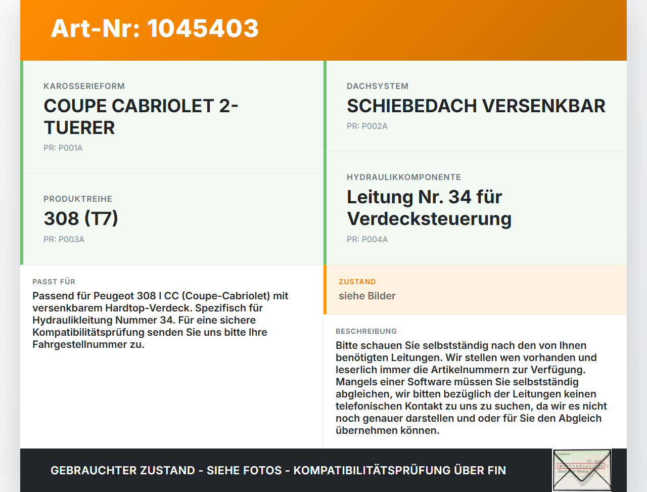 Peugeot 308 I CC 11-15 Cabrio Hydraulik Schlauch Leitung 34 für Verdeck Peugeot 308 I CC 11-15 20.04.2012 LC0167... Vorschau 3