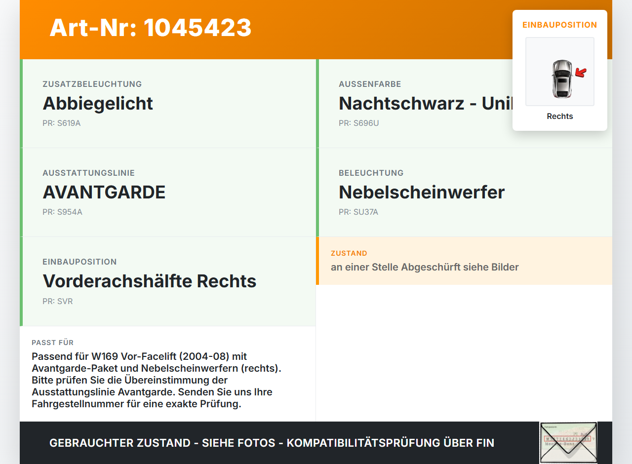 Mercedes A200 W169 04-08 Blende für Nebelscheinwerfer Stoßstange Rechts Mercedes A200 W169 04-08 12.08.2005... Vorschau 3