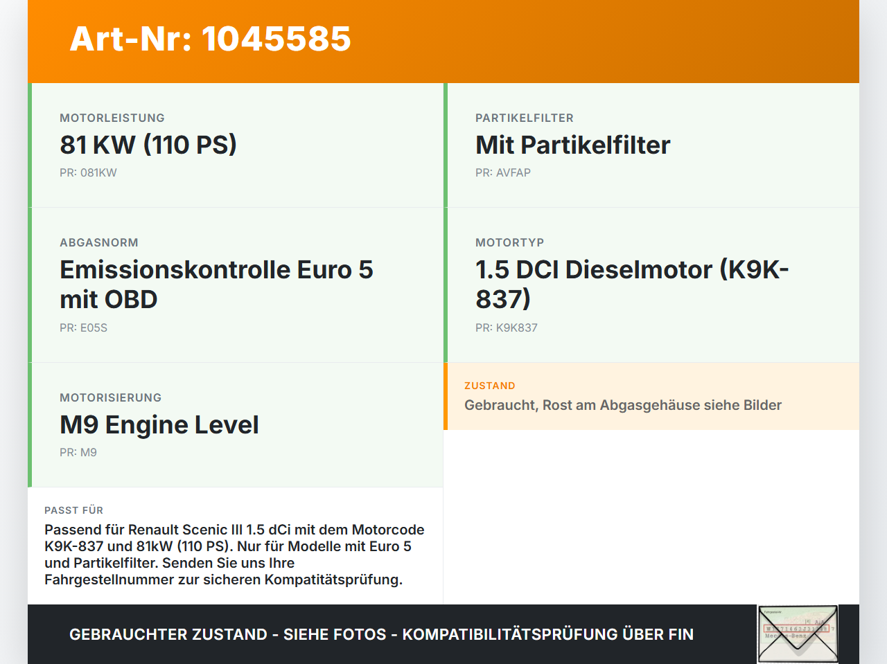 Renault Scenic III JZ 09-12 dCi 1,5 81KW K9K Turbolader Turbo Abgasturbolader Renault Scenic III JZ 09-12... Vorschau 3