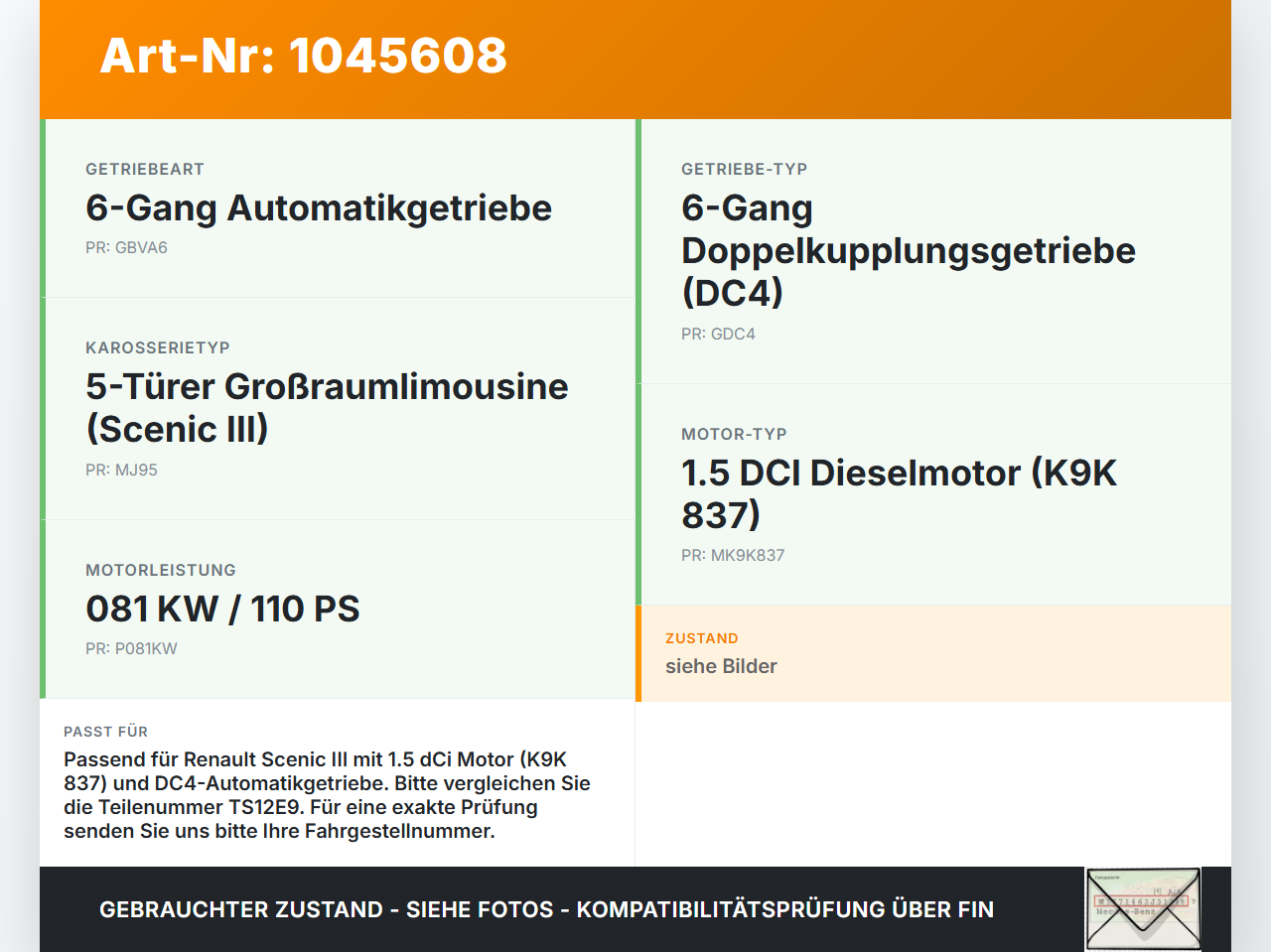 Renault Scenic III JZ 09-12 dCi 1,5 81KW Autom Anlasser Starter Renault Scenic III JZ 09-12 30.08.2011 TS12E9... Vorschau 3