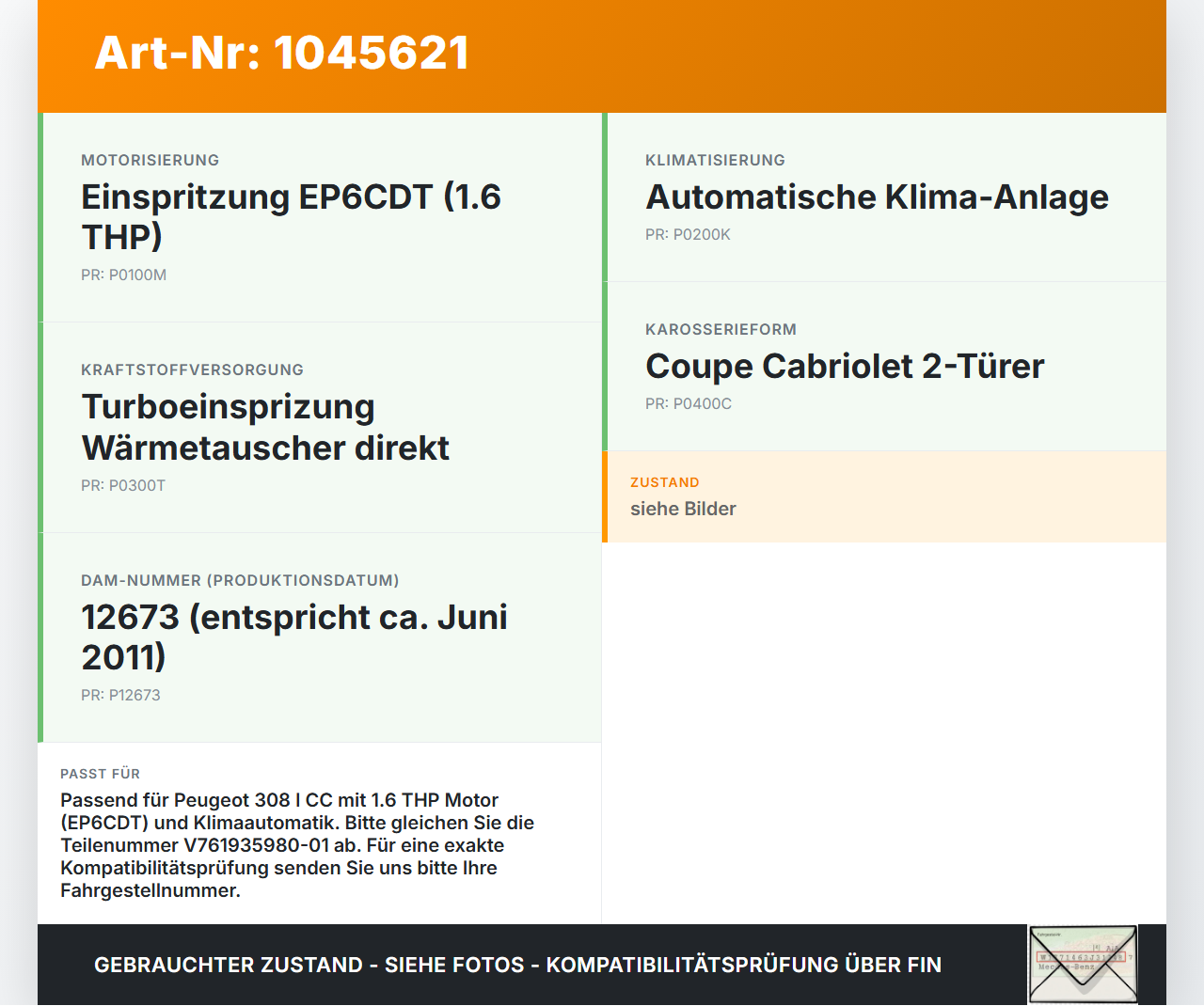 Peugeot 308 I CC 11-15 THP 1,6 115KW Umwelzpumpe Heizung Pumpe Peugeot 308 I CC 11-15 20.04.2012 7.04386.00.0... Vorschau 3