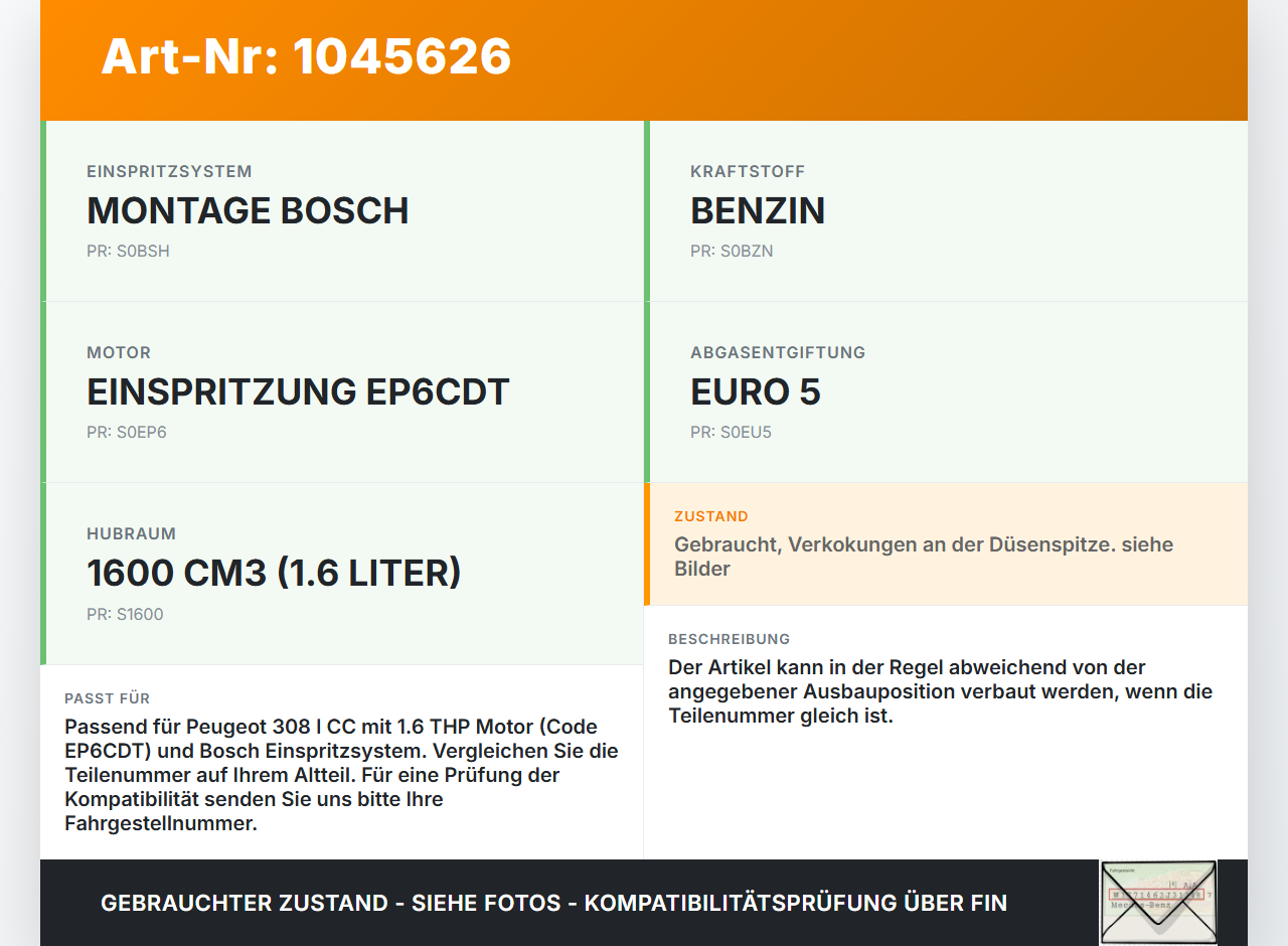 Peugeot 308 I CC 11-15 THP 1,6 115KW Injektor Einspritzdüse Zyl.3 Peugeot 308 I CC 11-15 20.04.2012 gebraucht Vorschau 3