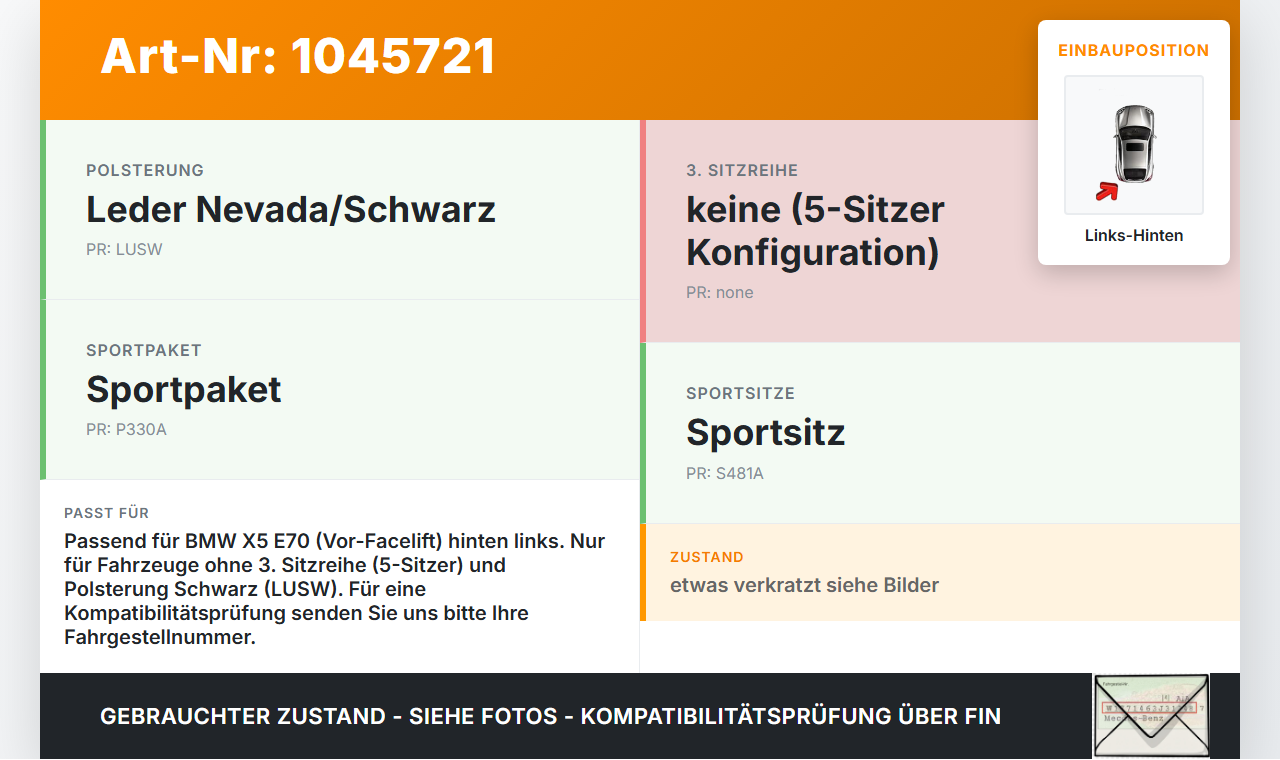 BMW X5 35d E70 06-10 Gurtschloss Links Hinten BMW X5 35d E70 06-10 16.06.2009 7161639 72117161639 3020312000... Vorschau 3