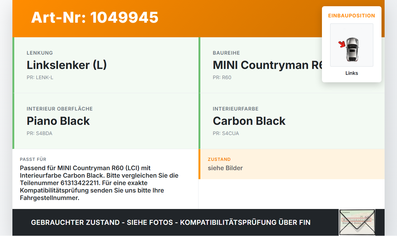 MINI Cooper S All4 R60 14-16 Warnblinkschalter Schalter MINI Cooper S All4 R60 14-16 30.03.2015 61313422211... Vorschau 3