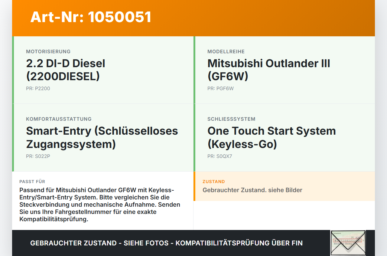 Mitsubishi Outlander III 15-18 Schloss f. Heckklappe Heckklappenschloss Verriegelung Mitsubishi Outlander III 15-18... Vorschau 3
