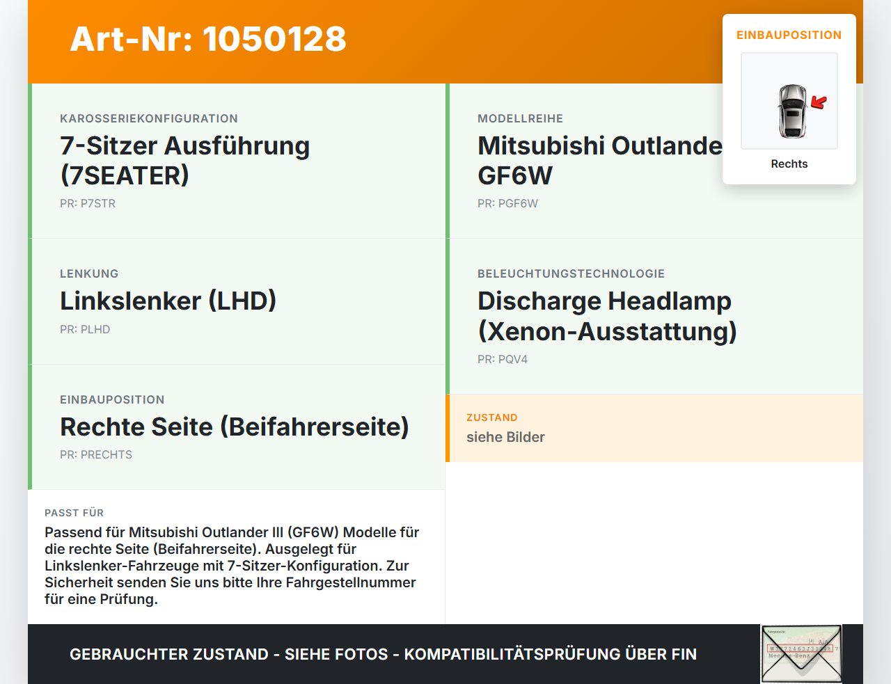Mitsubishi Outlander III 15-18 Rückleuchte Rücklicht Heckleuchte Rechts orig Mitsubishi Outlander III 15-18... Vorschau 3