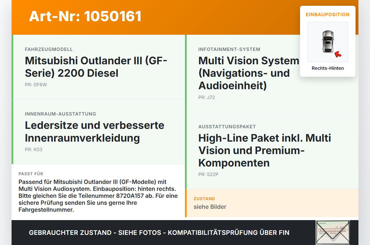 Mitsubishi Outlander III 15-18 Lautsprecher Rechts Hinten Mitsubishi Outlander III 15-18 25.10.2012 8720A157 gebraucht Vorschau 3