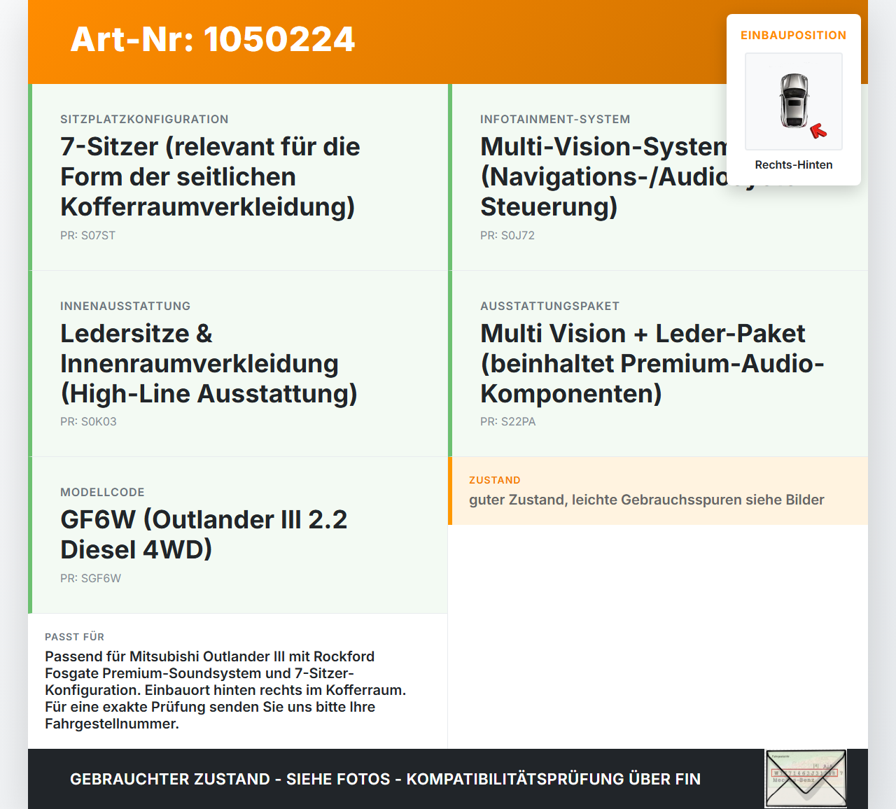 Mitsubishi Outlander III 15-18 Subwoofer Lautsprecher Box Hinten Rechts Mitsubishi Outlander III 15-18 25.10.2012... Vorschau 3