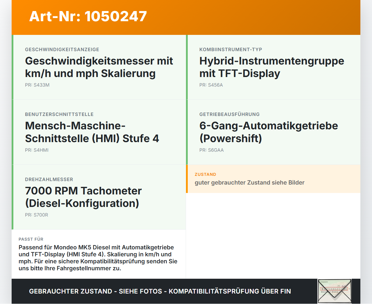 Ford Mondeo 5 V CF 14-19 2,0 110KW Kombiinstrument Tacho Diesel Automatik Ford Mondeo 5 V CF 14-19 09.12.2015... Vorschau 3