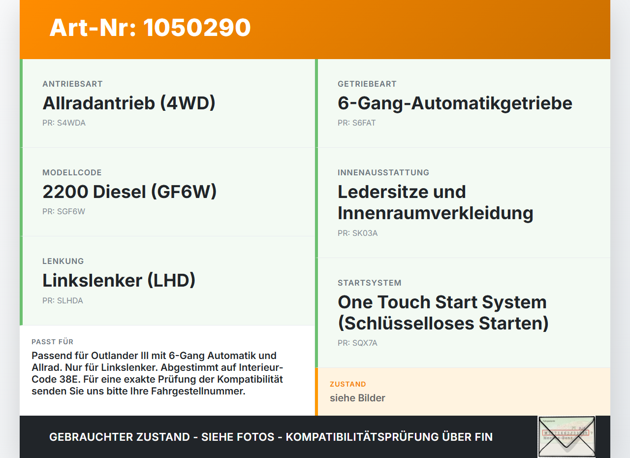 Mitsubishi Outlander III 15-18 2,2d 110KW Autom Schaltkulisse Schalthebel Automatikgetriebe Mitsubishi Outlander... Vorschau 3