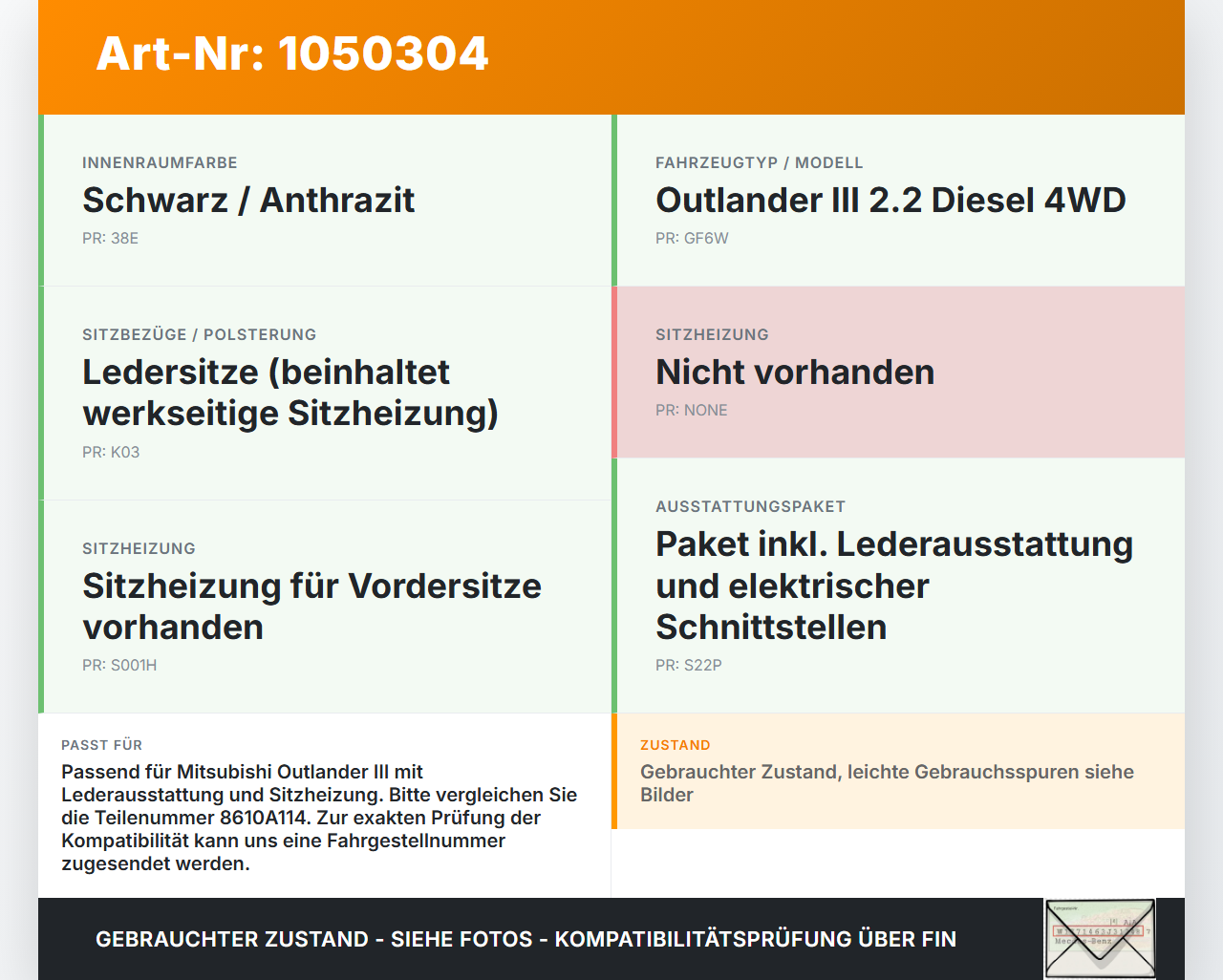 Mitsubishi Outlander III 15-18 Schalter Regler für Sitzheizung Mitsubishi Outlander III 15-18 25.10.2012 8610A114... Vorschau 3