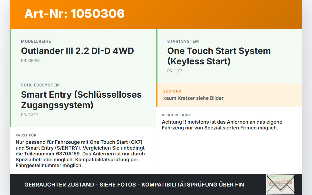 Mitsubishi Outlander III 15-18 ZV Schlüssel Funkschlüssel 3 Tasten Mitsubishi Outlander III 15-18 25.10.2012... Vorschau 3