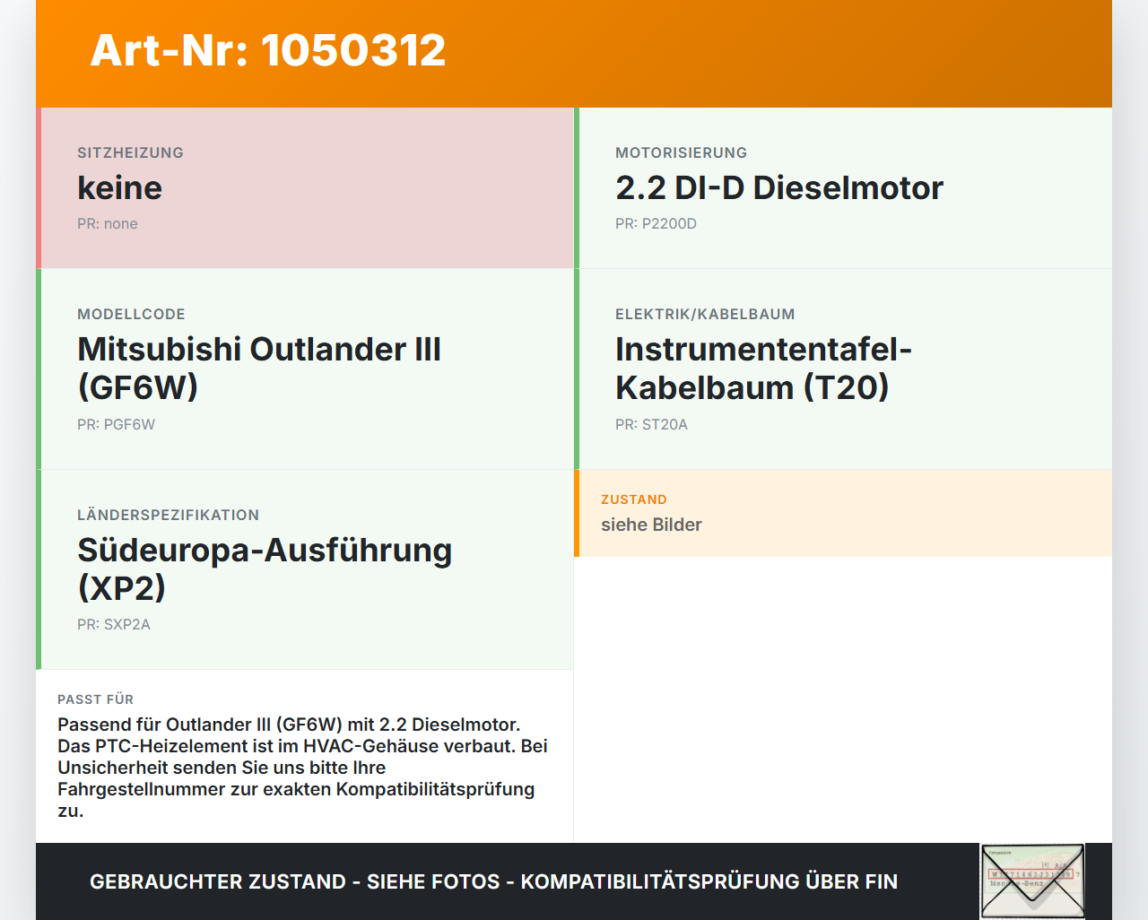 Mitsubishi Outlander III 15-18 Zusatzheizgerät Zuheizgerät PTC Heizelement Mitsubishi Outlander III 15-18... Vorschau 3