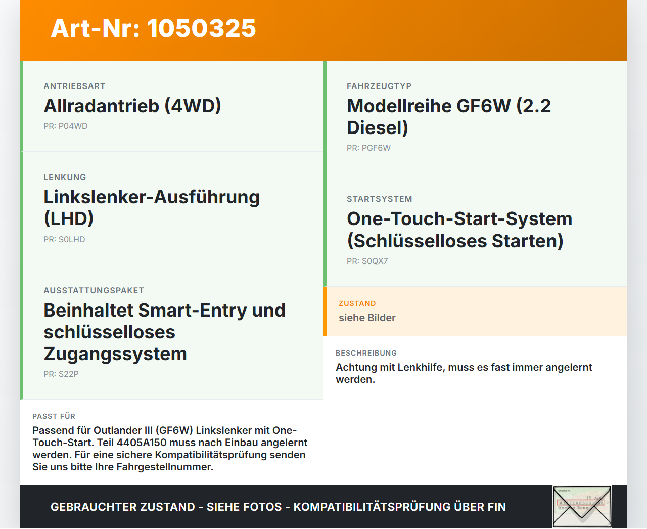 Mitsubishi Outlander III 15-18 Lenkhilfe Lenksäule elektrisch Mitsubishi Outlander III 15-18 25.10.2012 4405A150... Vorschau 3