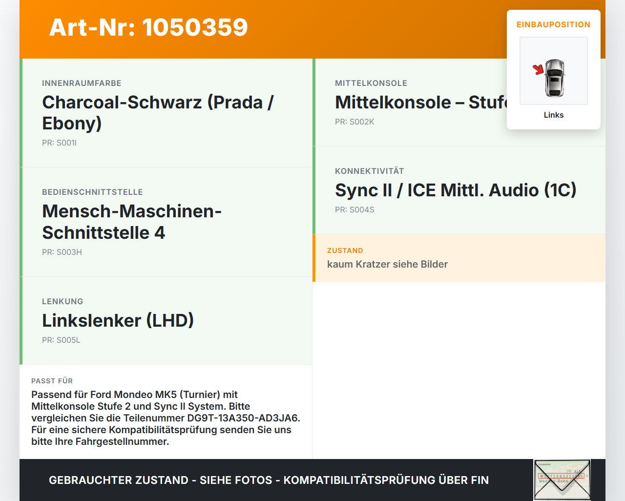 Ford Mondeo 5 V CF 14-19 Warnblinkschalter Schalter Ford Mondeo 5 V CF 14-19 09.12.2015 DG9T-13A350-AD3JA6... Vorschau 3