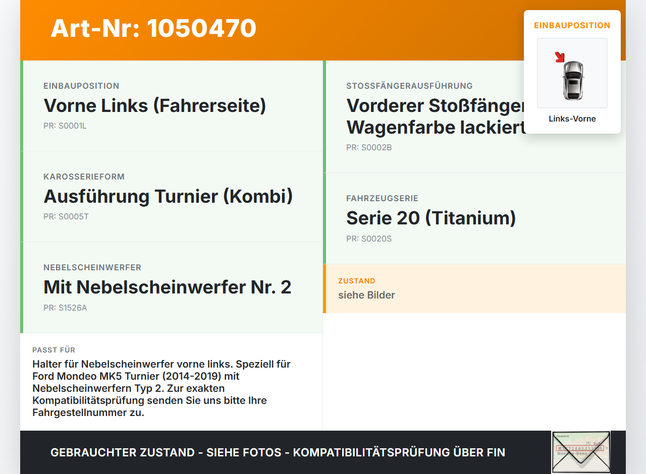 Ford Mondeo 5 V CF 14-19 Kombi Halter Nebelscheinwerfer Vorne Links Ford Mondeo 5 V CF 14-19 09.12.2015... Vorschau 3