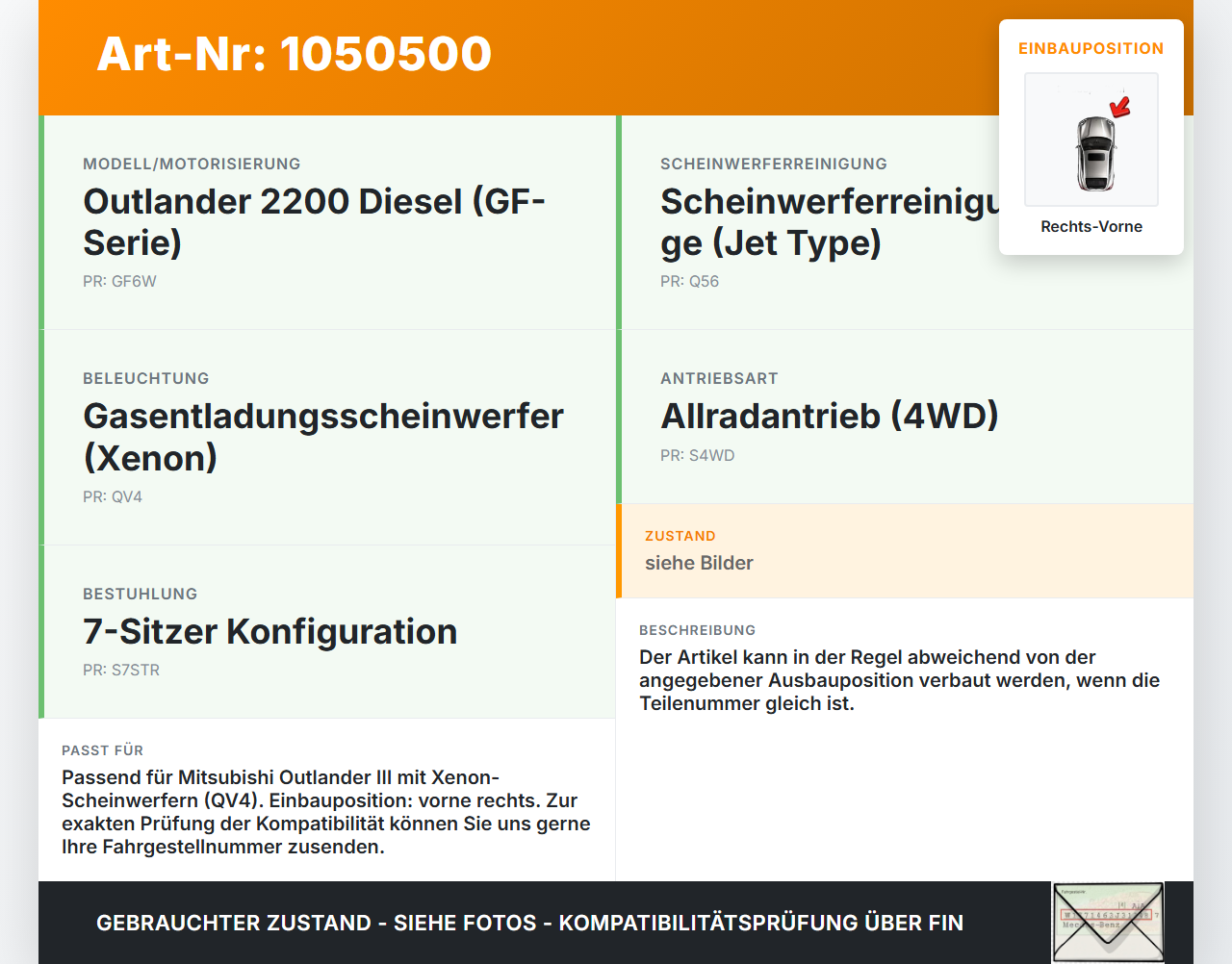 Mitsubishi Outlander III 15-18 Niveausensor Xenon LWR Sensor Neigung Rechts Vorne Mitsubishi Outlander III 15-18... Vorschau 3