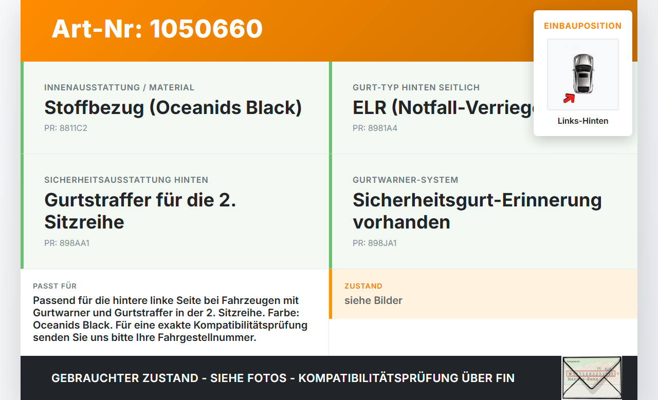 Hyundai Kona OS 17-20 Gurtschloss Links Hinten Hyundai Kona OS 17-20 03.08.2018 898J0J9100TRY gebraucht Vorschau 3