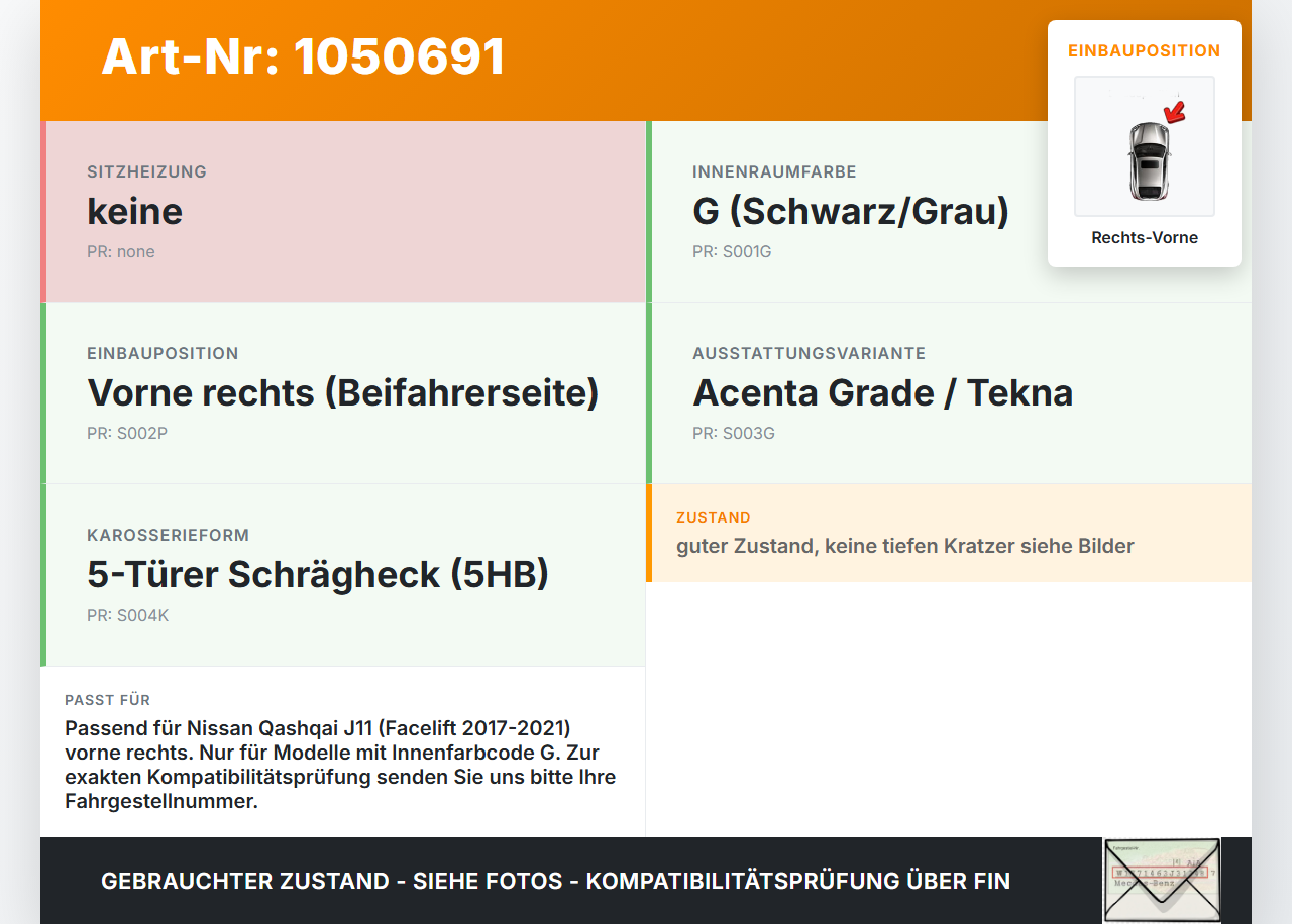 Nissan Qashqai II J11 17-21 Türgriff Griffmuschel Griff Innen Rechts Vorne Nissan Qashqai II J11 17-21 01.06.2017... Vorschau 3