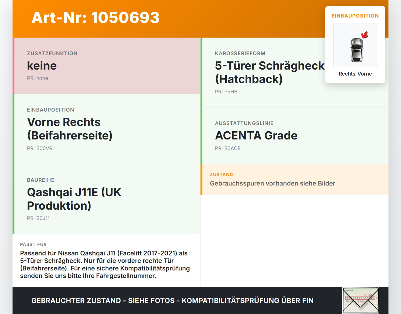 Nissan Qashqai II J11 17-21 Türfangband Türbremse Türanschlag Rechts Vorne Nissan Qashqai II J11 17-21 01.06.2017... Vorschau 3