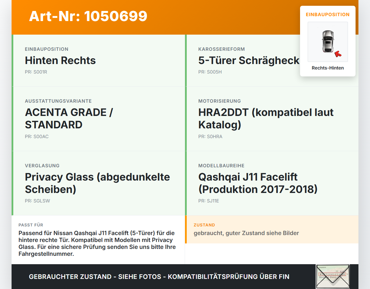 Nissan Qashqai II J11 17-21 Fensterhebermotor mit Fensterheber Rechts Hinten Nissan Qashqai II J11 17-21 01.06.2017... Vorschau 3