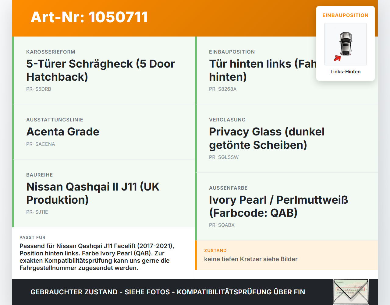 Nissan Qashqai II J11 17-21 Türleiste Leiste Blende für Tür Links Hinten Nissan Qashqai II J11 17-21 01.06.2017... Vorschau 3