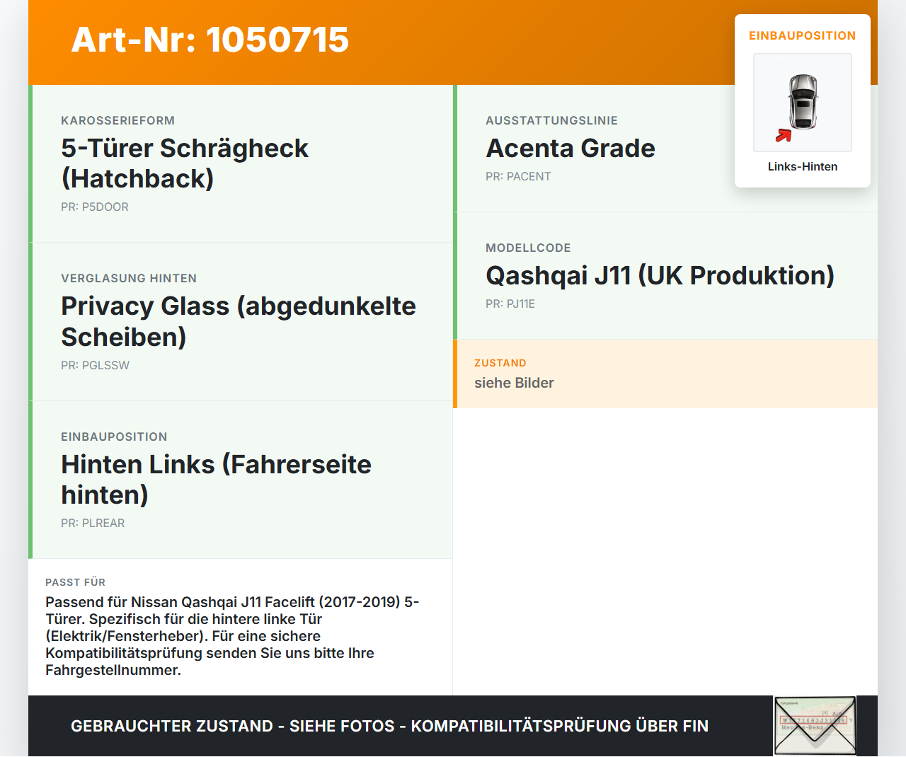 Nissan Qashqai II J11 17-21 Kabelbaum für Tür und Fensterheber Links Hinten Nissan Qashqai II J11 17-21 01.06.2017... Vorschau 3