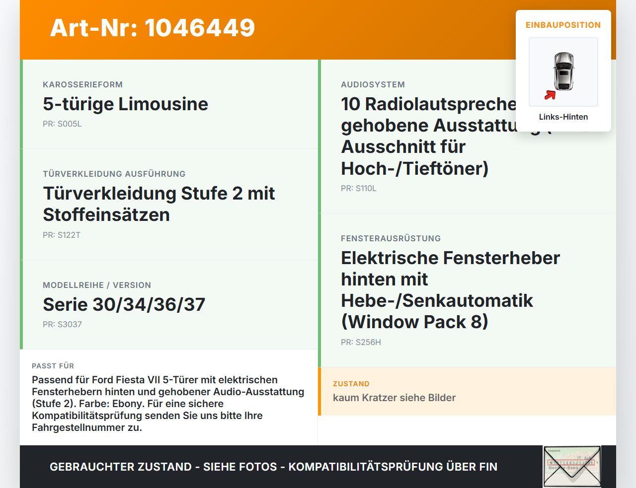 Ford Fiesta VII 17-21 5T Türverkleidung Türpappe Links Hinten Ford Fiesta VII 17-21 12.07.2017 201824601... Vorschau 3