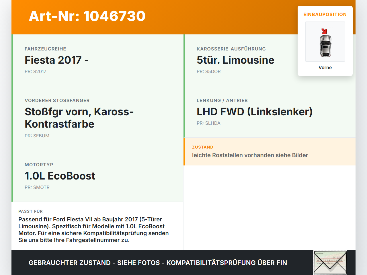 Ford Fiesta VII 17-21 Stoßstangenträger Stoßfängerträger Querträger Vorne Ford Fiesta VII 17-21 12.07.2017... Vorschau 3