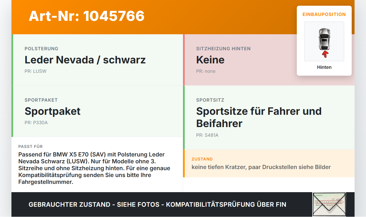 BMW X5 35d E70 06-10 Sitzbezug Sitzpolster für Rücksitzbank Hinten BMW X5 35d E70 06-10 16.06.2009 6973278... Vorschau 3