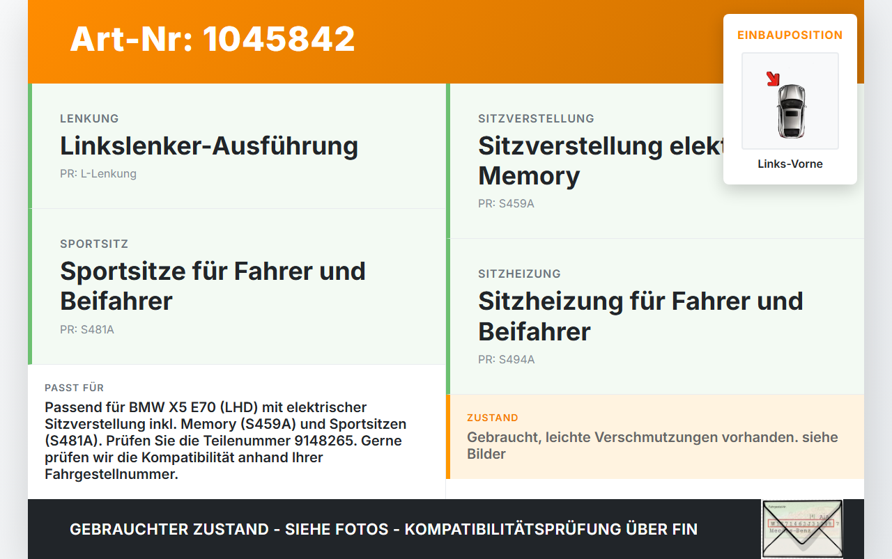 BMW X5 35d E70 06-10 Steuergerät ECU Modul SG für Sitz Links Vorne BMW X5 35d E70 06-10 16.06.2009 9196936... Vorschau 3