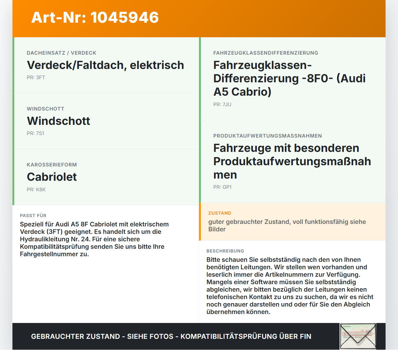 Audi A5 8F Cabrio 09-12 Cabrio Hydraulikleitung Hydraulikschlauch für Verdeck 24 Audi A5 8F Cabrio 09-12 25.08.2011... Vorschau 3