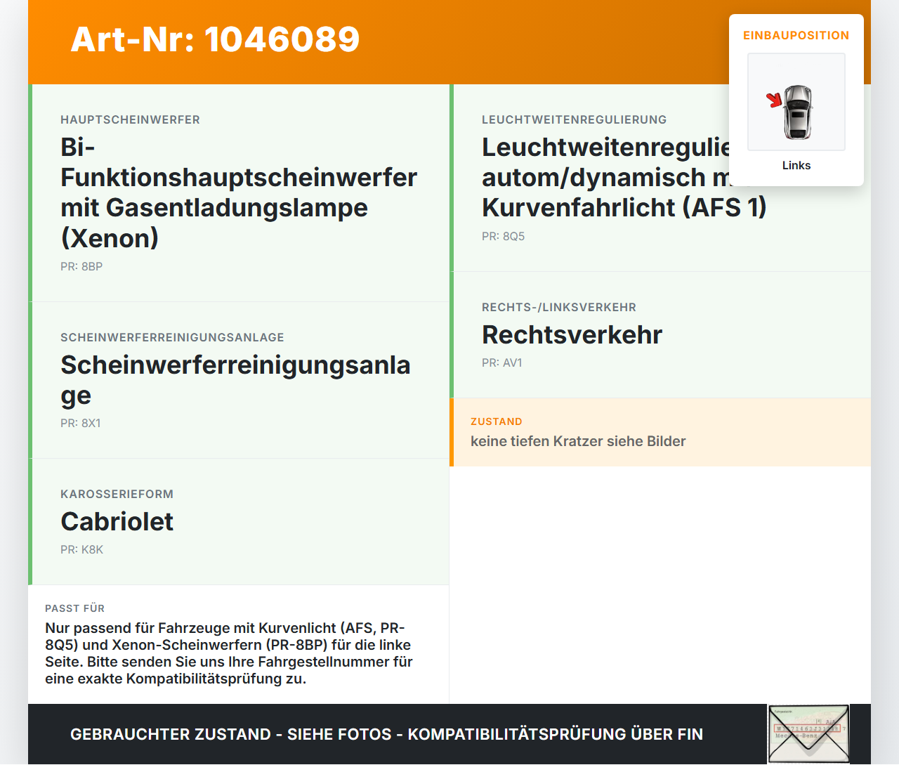 Audi A5 8F Cabrio 09-12 AFS Kurvenlicht Vorschaltgerät Links Audi A5 8F Cabrio 09-12 25.08.2011 8T0941029AN... Vorschau 3