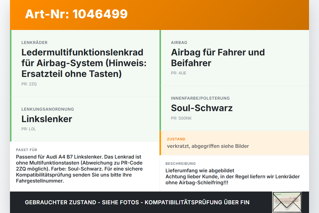 Audi A4 8E B7 04-08 Lenkrad Airbaglenkradohne Funktionstasten Audi A4 8E B7 04-08 12.07.2006 8E0880201DE 62002000B... Vorschau 3