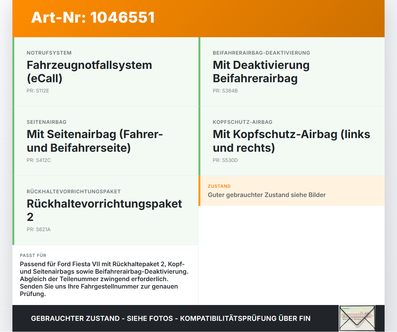 Ford Fiesta VII 17-21 Airbag Steuergerät Airbagsteuergerät Ford Fiesta VII 17-21 12.07.2017 gebraucht Vorschau 3