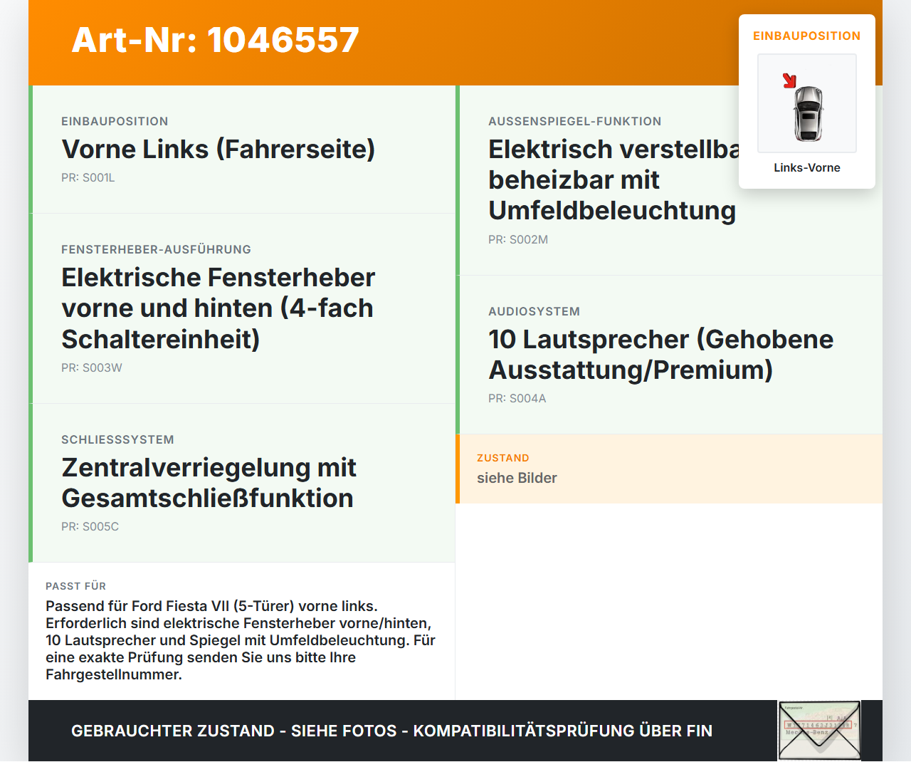 Ford Fiesta VII 17-21 5T Kabelbaum Tür und Fensterheber Links Vorne Ford Fiesta VII 17-21 12.07.2017 gebraucht Vorschau 3