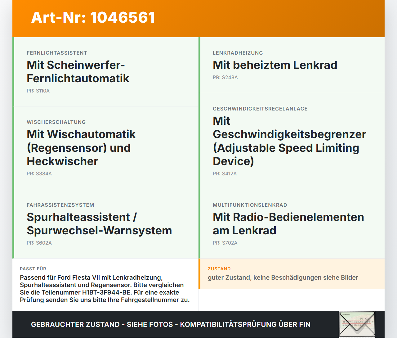 Ford Fiesta VII 17-21 Schaltzentrum für Lenkrad Ford Fiesta VII 17-21 12.07.2017 H1BT-3F944-BE H1BT-14B522-CD gebraucht Vorschau 3