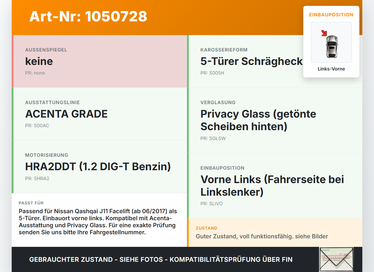 Nissan Qashqai II J11 17-21 Fensterhebermotor mit Fensterheber Links Vorne Nissan Qashqai II J11 17-21 01.06.2017... Vorschau 3