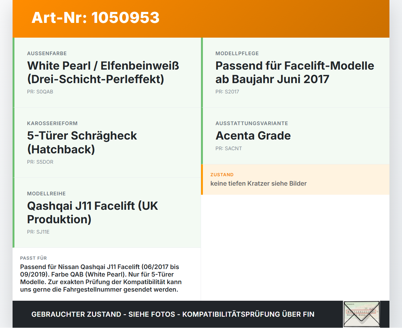 Nissan Qashqai II J11 17-21 Blende Aussen Kappe für Abschleppöse Nissan Qashqai II J11 17-21 01.06.2017 622A0HV00A... Vorschau 3