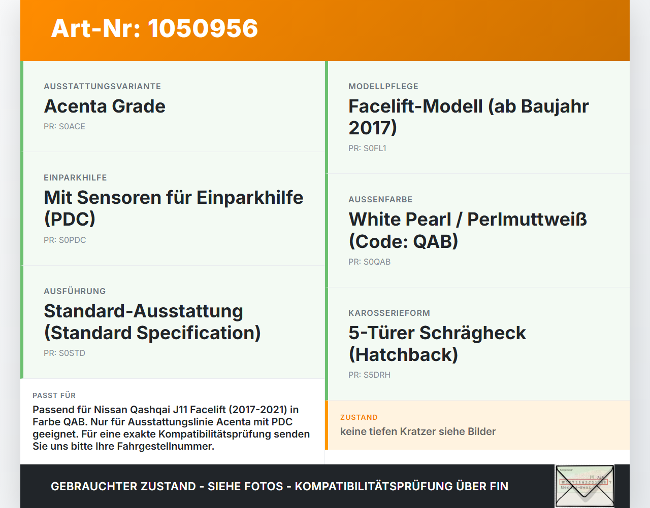 Nissan Qashqai II J11 17-21 Kennzeichenblende Frontblende Nissan Qashqai II J11 17-21 01.06.2017 62070HV00A gebraucht Vorschau 3