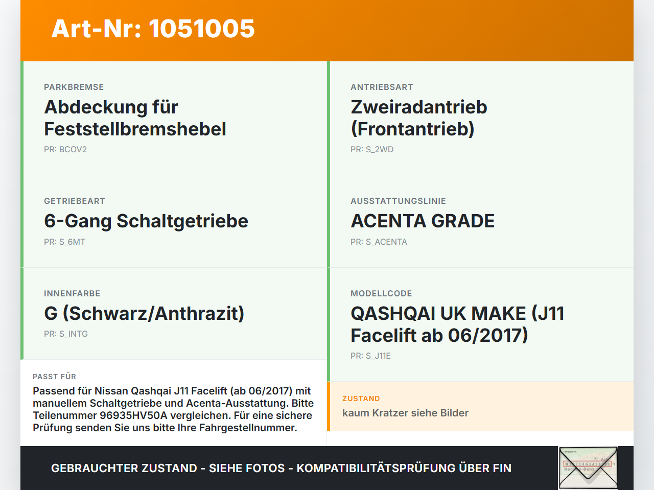 Nissan Qashqai II J11 17-21 Blende Innen Einbaurahmen Nissan Qashqai II J11 17-21 01.06.2017 96935HV50A gebraucht Vorschau 3