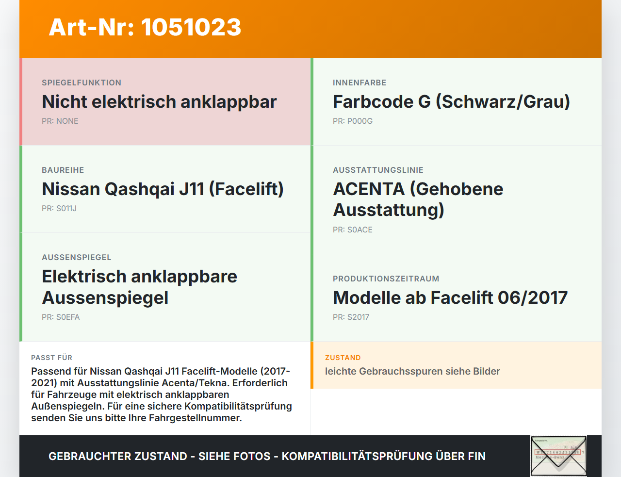 Nissan Qashqai II J11 17-21 Spiegelverstellung Aussenspiegel Schalter Nissan Qashqai II J11 17-21 01.06.2017... Vorschau 3