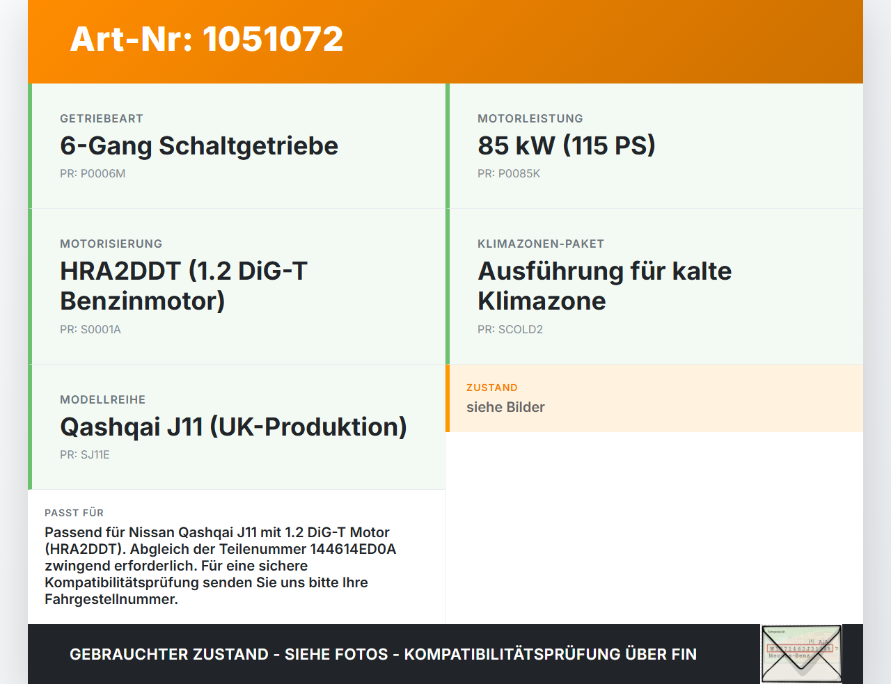 Nissan Qashqai II J11 17-21 DiG-T 1,2 85KW Ladeluftkühler Kühler Nissan Qashqai II J11 17-21 01.06.2017 144614ED0A... Vorschau 3