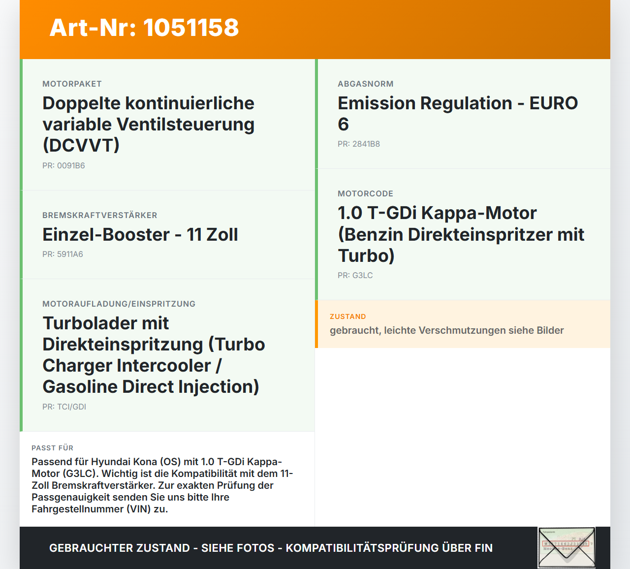 Hyundai Kona OS 17-20 T-GDi 1,0 88KW G3LC Unterdruckpumpe Vakuumpumpe Hyundai Kona OS 17-20 03.08.2018 2881004075... Vorschau 3