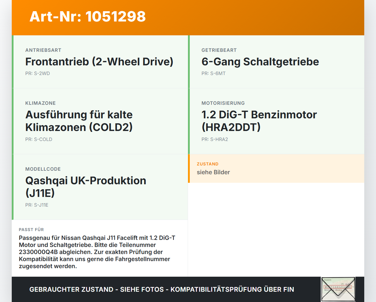 Nissan Qashqai II J11 17-21 DiG-T 1,2 85KW Anlasser Starter Nissan Qashqai II J11 17-21 01.06.2017 2330000Q4B... Vorschau 3