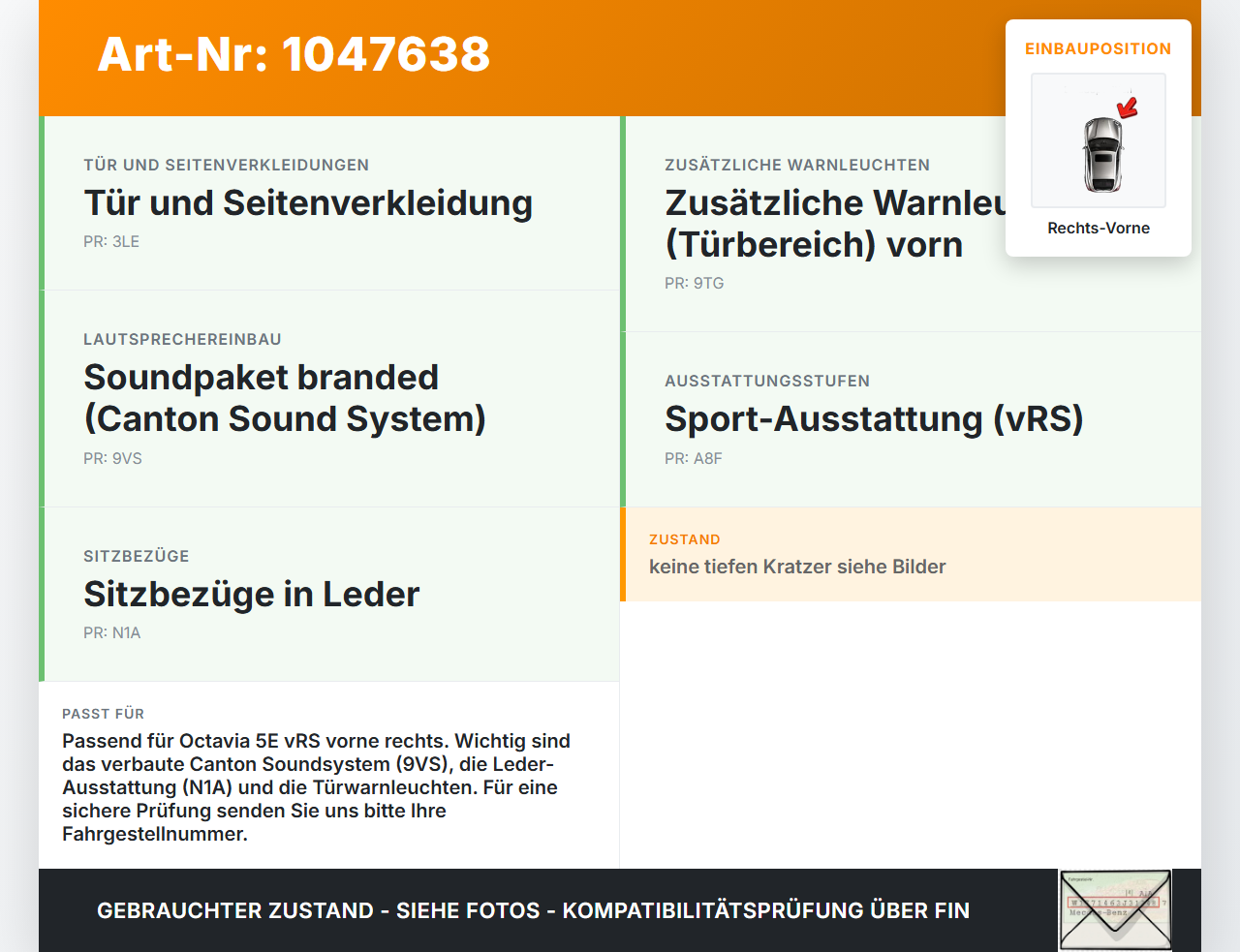 Skoda Octavia VRS III 5E 12-16 Kombi Türverkleidung Türpappe Rechts Vorne Skoda Octavia VRS III 5E 12-16 18.12.2014... Vorschau 3