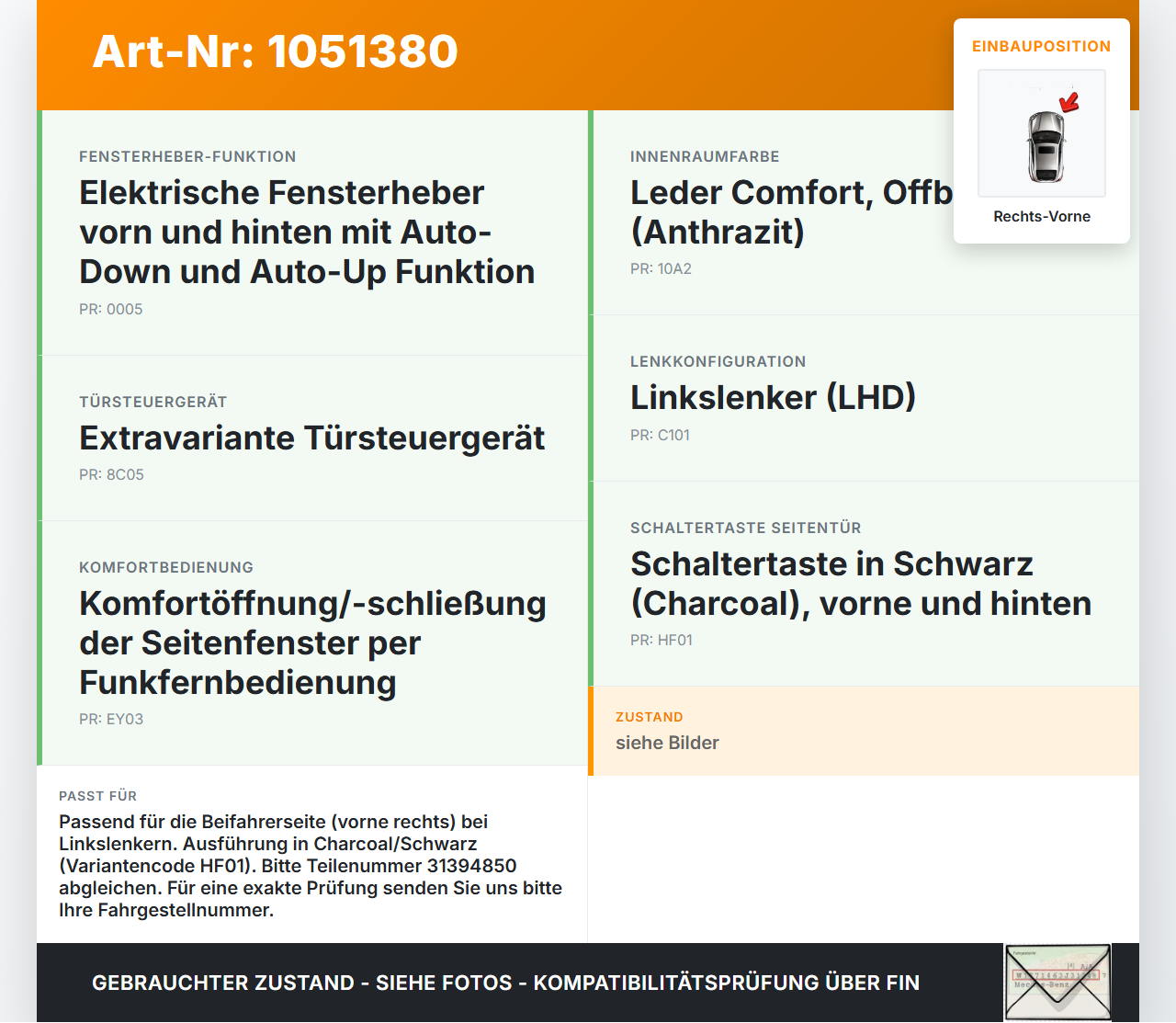 Volvo XC60 156 13-17 Fensterheberschalter Schalter Rechts Vorne Volvo XC60 156 13-17 23.11.2016 31394850... Vorschau 3