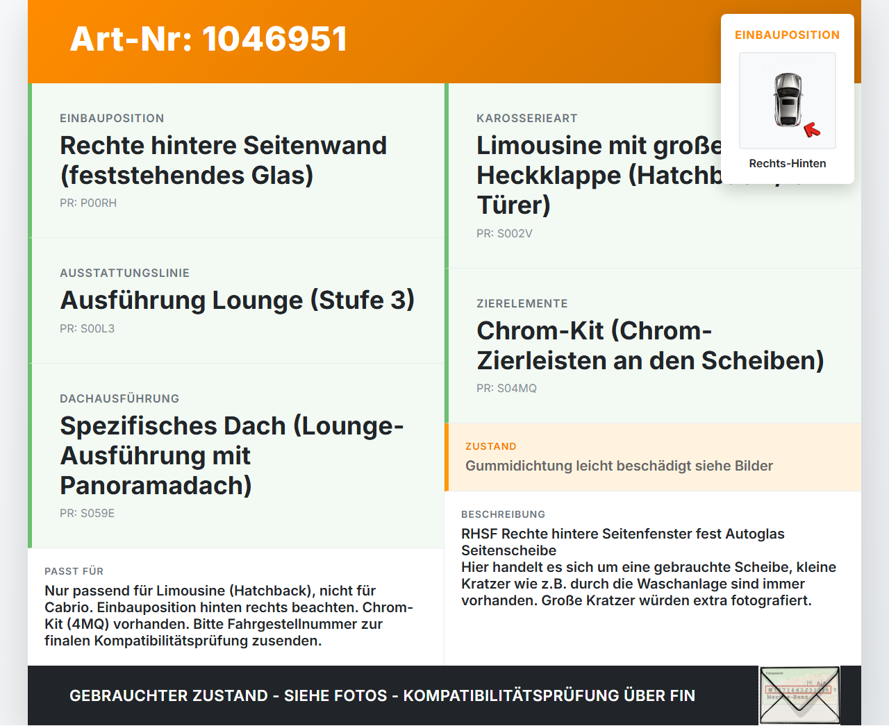 Fiat 500 595 Abarth 12-24 Cabrio Seitenscheibe Feste Scheibe Rechts Hinten Fiat 500 595 Abarth 12-24 26.11.2011... Vorschau 3