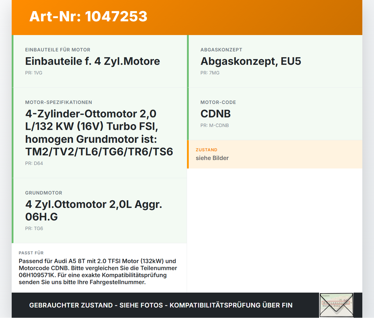 Audi A5 8T S-Line 07-12 2,0 132KW CDNB Nockenwelle Auslass Audi A5 8T S-Line 07-12 24.06.2009 06H109022BD... Vorschau 3